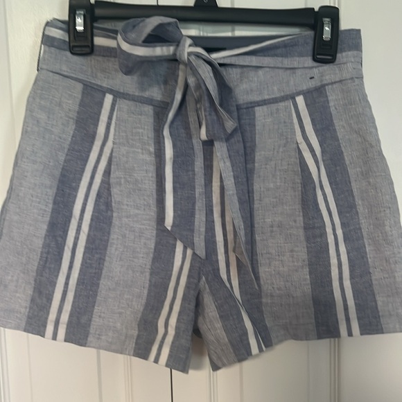 Express Women's Linen Blend Belted High Rise Shortie Shorts - Picture 1 of 6